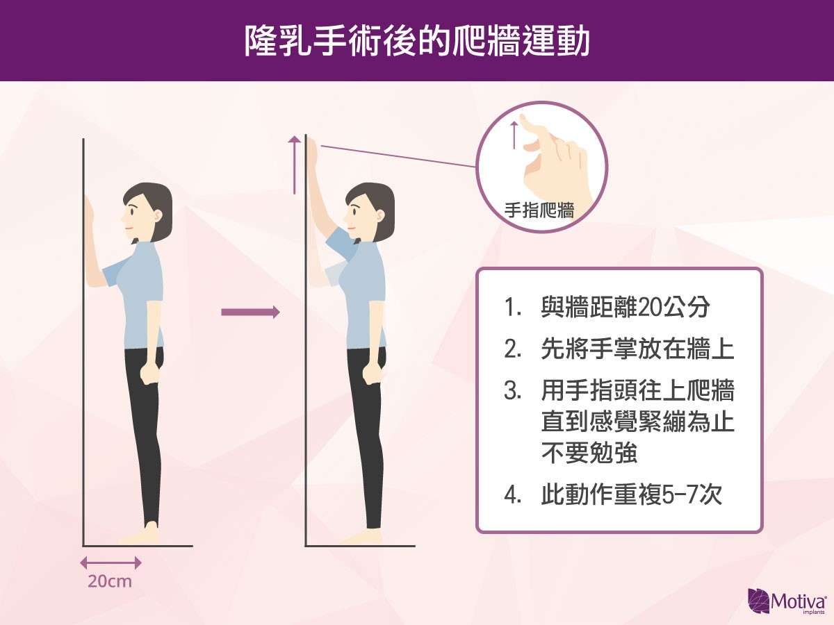 隆乳手術後的爬牆運動